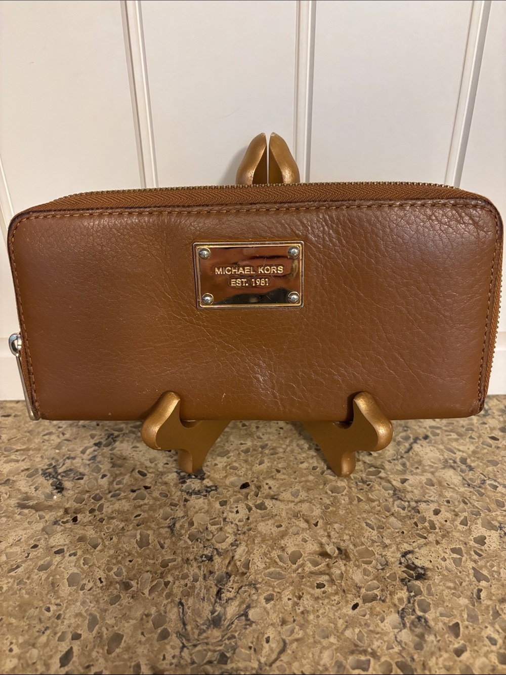 Michael Kors Cognac Expandable Zip-Around Wallet- Super Soft Leather